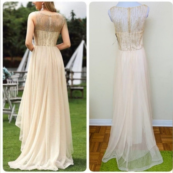 Ever Pretty - Glitter Gold Dress -Evening Party Occasion Wedding Prom - 4 - Picture 2 of 13